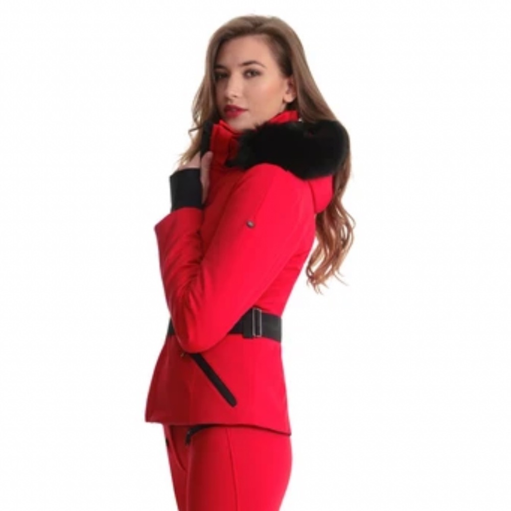 Goldbergh Lava Red Hida Ski Jacket Fox Fur Hood